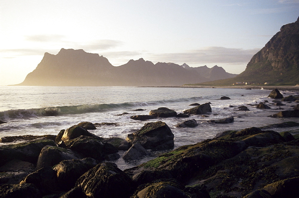 Midnight sun, summertime, Lofoten Islands, Arctic, Norway, Scandinavia, Europe