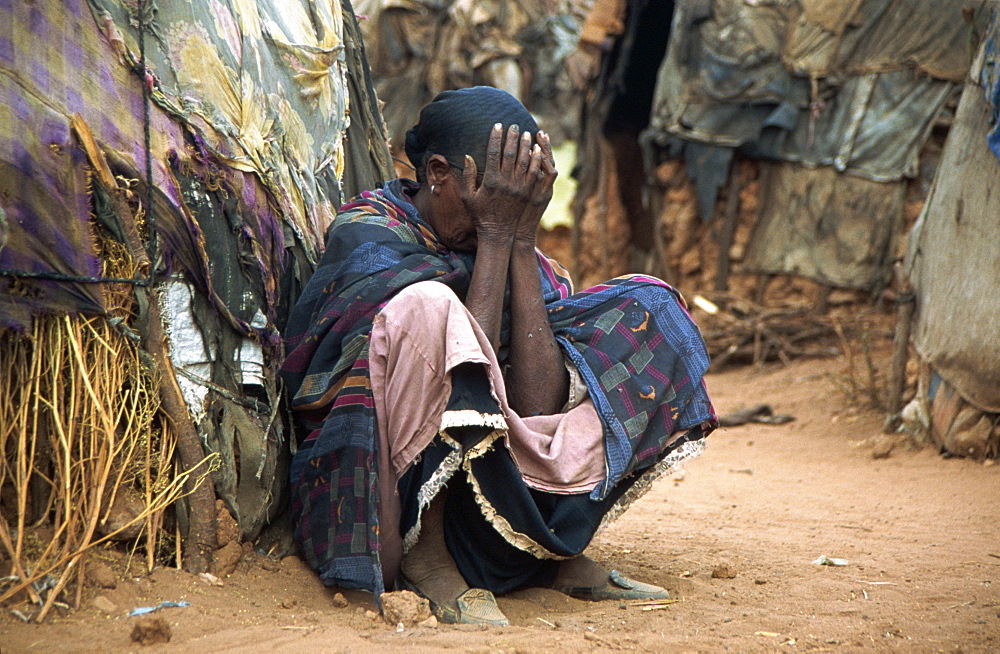 Portrait of woman in distress, Ethiopia, Africa