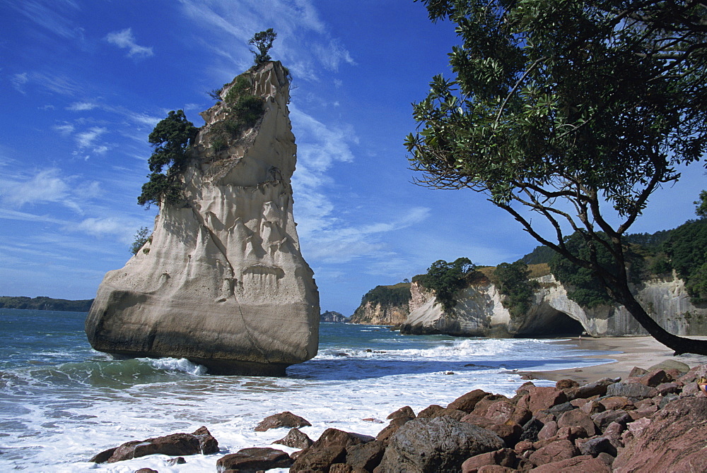 Te Horo rock, Cathedral Cove, Coromandel Peninsula, North Island, New Zealand, Pacific