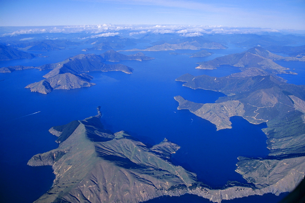 Aerial view, Marlborough Sound, South Island, New Zealand, Pacific