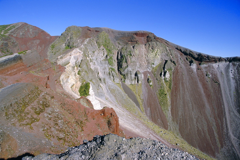 Colourful volcanic rock, Mount Tarawera, Rotorua, South Auckland, North Island, New Zealand, Pacific