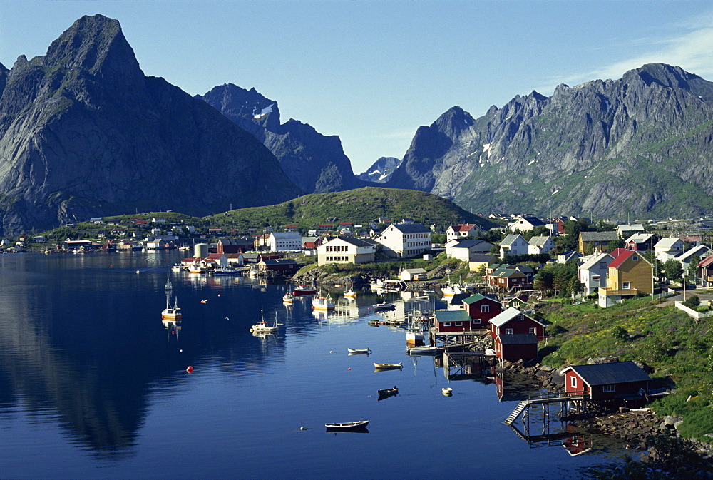 Hamroy fishing village during summer, Lofoten Islands, Arctic, Norway, Scandinavia, Europe