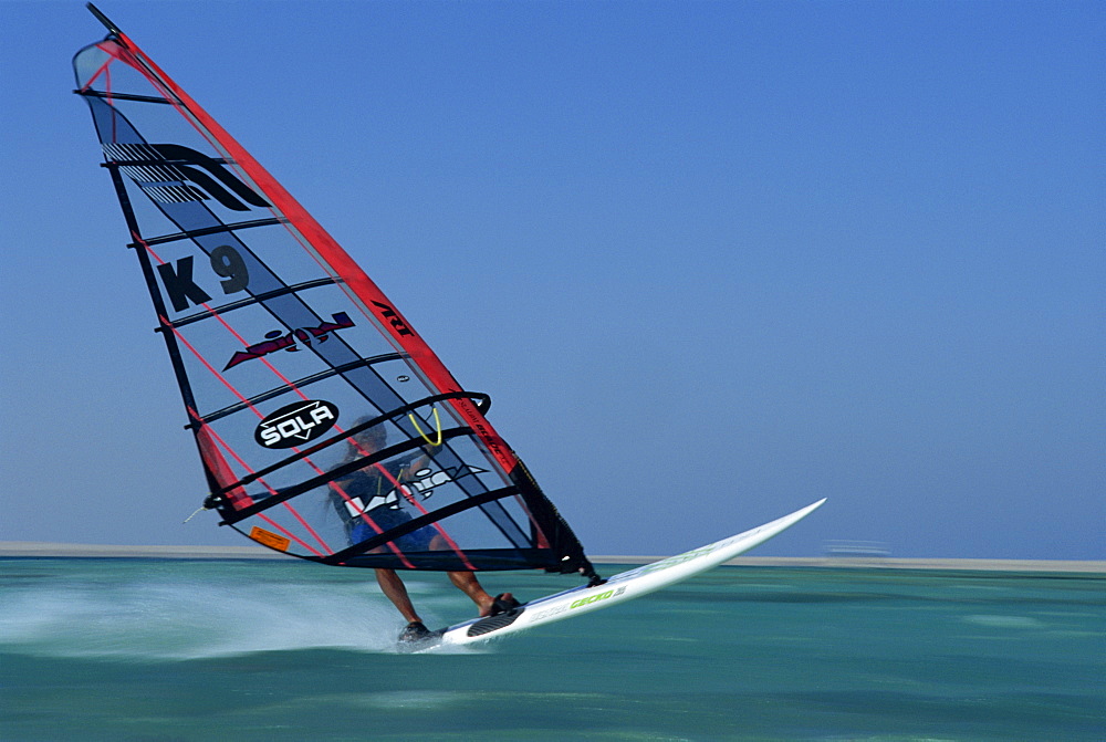 Windsurfing at speed, Red Sea, Egypt, North Africa, Africa