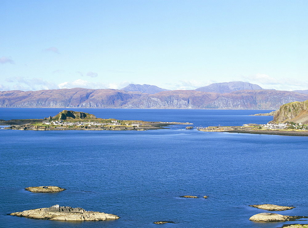 Easdale island from Bar Mor, tiny car-free island in the Firth of Lorn between the Isle of Mull and Seil Island, Argyll and Bute, Scotland, United Kingdom, Europe