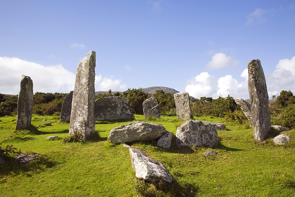 Derrintaggart West stone circle, megalithic site on Beara Peninsula, believed to have been built between 1500 and 500BC, Castletown, County Cork, Munster, Republic of Ireland, Europe