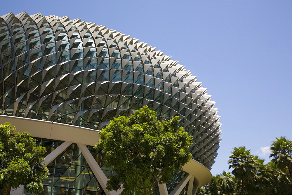 Esplanade Theatres on the Bay and Concert Hall centre for performing arts, durian shaped dome roof with aluminium sunshades, opened 2002, Marina Bay, Singapore, Southeast Asia, Asia