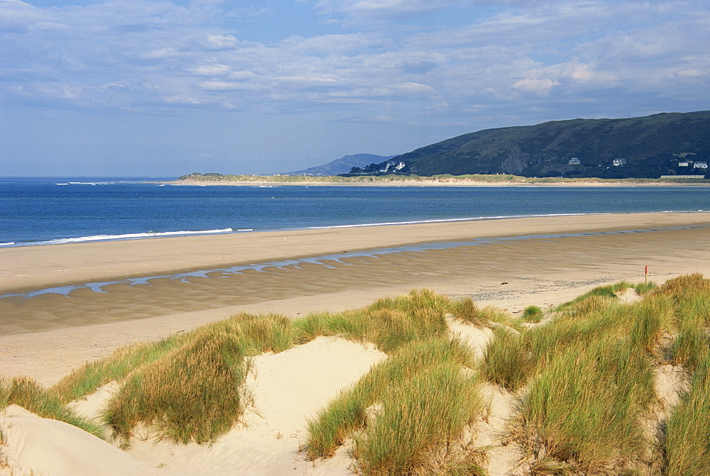 Sand dunes and Borth beach, Ynyslas, Borth, Dyfed, Wales, United Kingdom, Europe