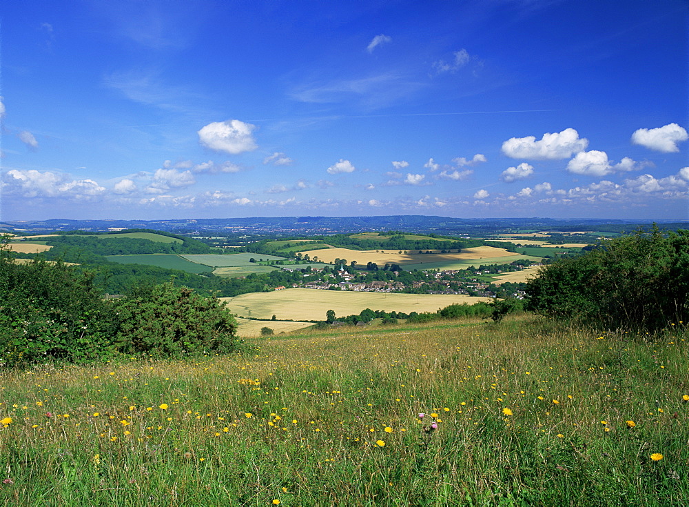 South Harting from the South Downs Way, Harting Down, West Sussex, England, United Kingdom, Europe