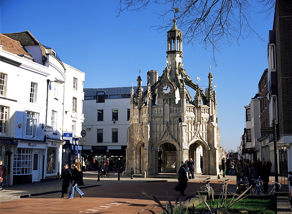 The Market Cross, given to the city in 1501 by Bishop Story for the shelter of traders, seen from West Street, Chichester, West Sussex, England, United Kingdom, Europe