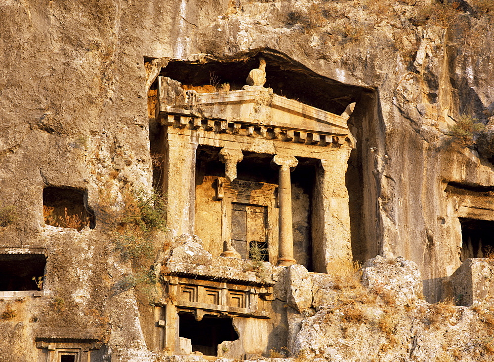 Tomb of Amyhias, Lycian rock cut tomb, dating from 350 BC, near Fethiye, Anatolia, Turkey, Asia Minor, Eurasia