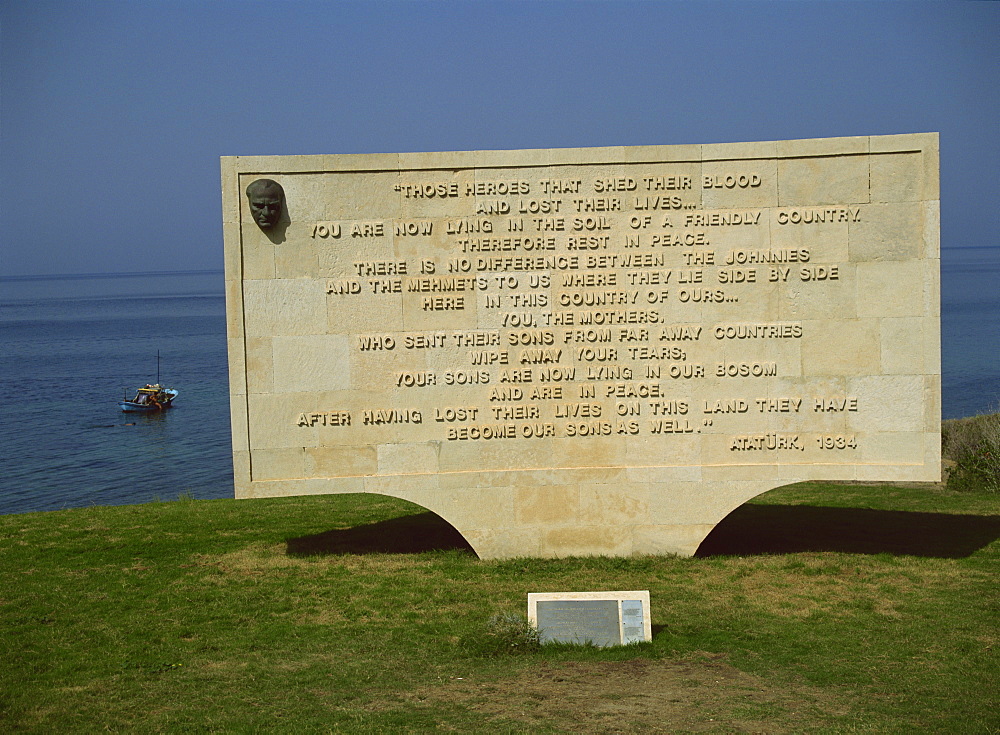 The Ataturk message, Anzac Cove Cemetery, near Gallipoli, Turkey, Europe