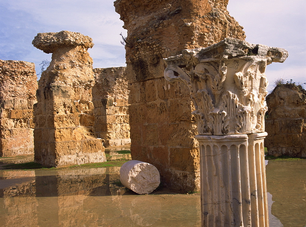 Ruins of the Roman Baths at Carthage, UNESCO World Heritage Site, Tunisia, North Africa, Africa