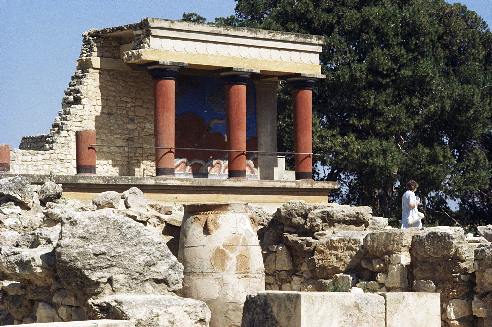 Reconstructed palace of King Minos, Knossos, Crete, Greece, Europe