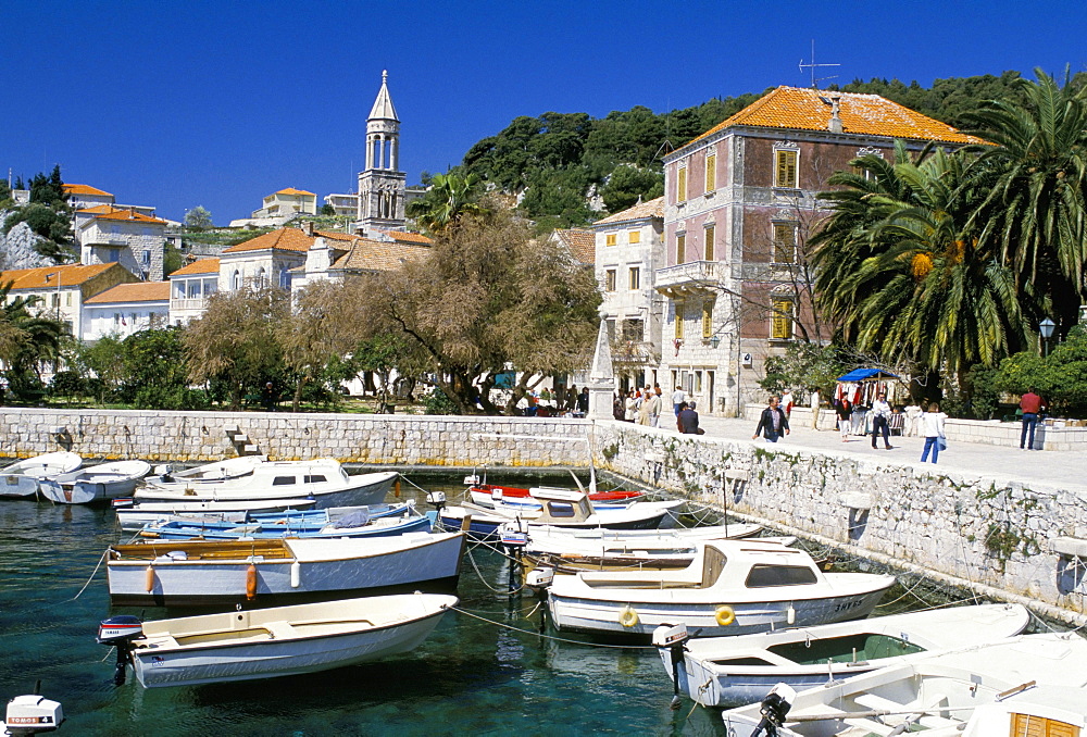 The tiny inner harbour, Hvar Town, Croatia, Europe