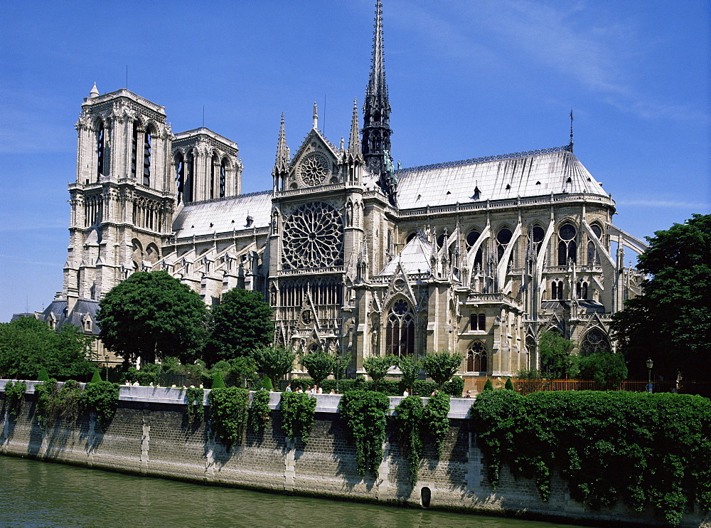 Notre Dame cathedral from the Left Bank, Paris, France, Europe