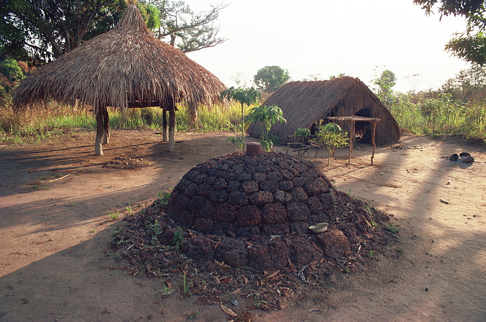 Funeral mound next to church in village near Maradi, Sudan, Africa