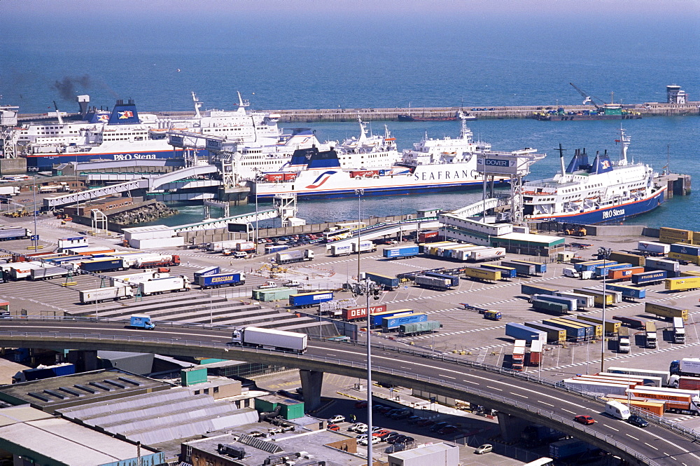 Ferry terminal at Dover harbour, Kent, England, United Kingdom, Europe