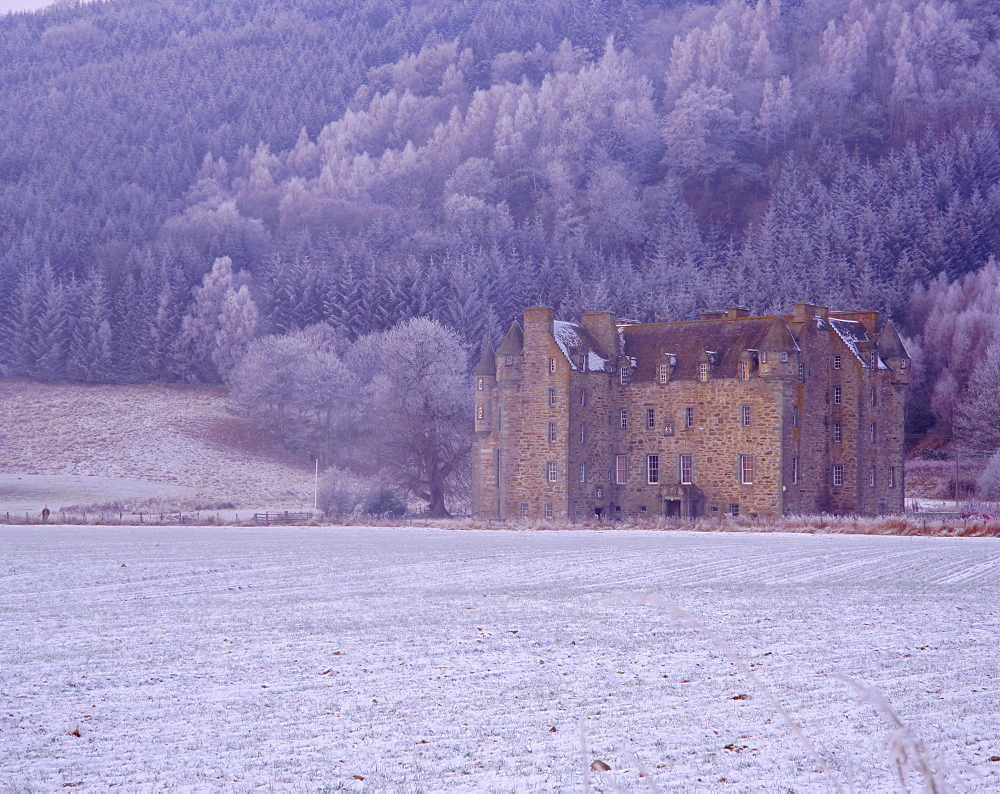 Castle Menzies in winter, Weem, Perthshire, Scotland, UK, Europe