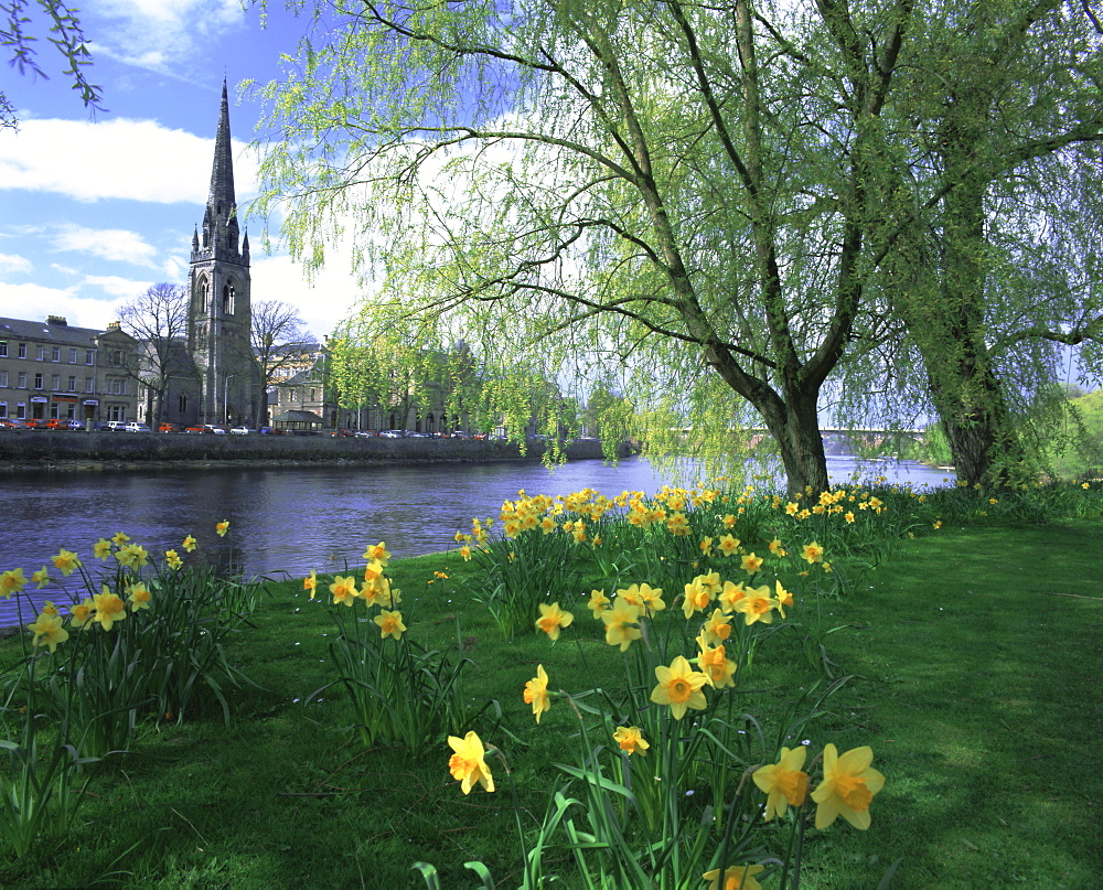 City in spring, Perth, Perthshire, Tayside, Scotland, UK, Europe