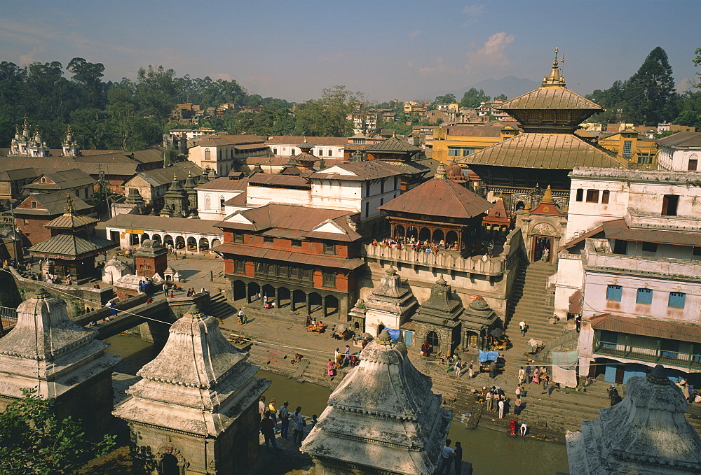 View over the Pashupatinath Temple in the city, Kathmandu, Nepal, Asia