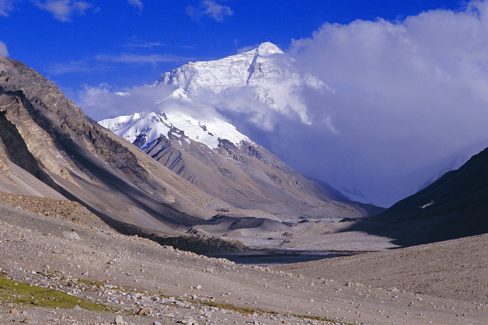 North side of Mount Everest, from Rongbuk monastery, Central Tibet, Tibet, China, Asia