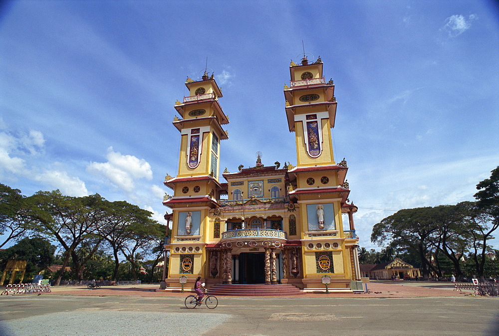 Exterior of the Cao Dai Temple, synthesis of three religions, Confucianism, Taoism and Buddhism since 1926, near Saigon, Vietnam, Indochina, Southeast Asia, Asia