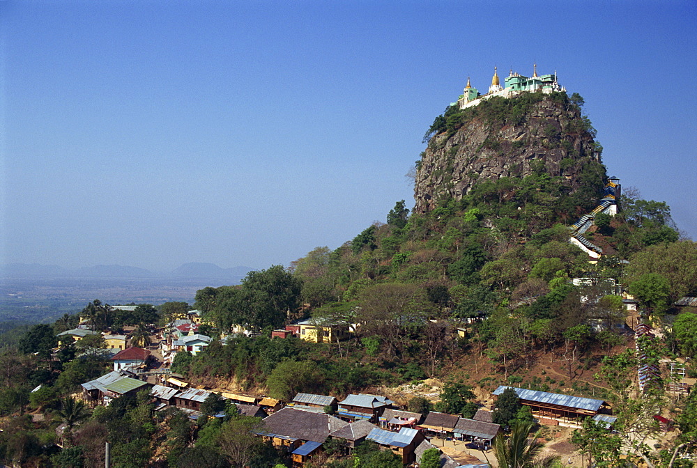 The Temple of Mount Popa, the core of an extinct volcano and abode of Myanmar's most powerful nats (gods), Mount Popa, Myanmar (Burma), Asia