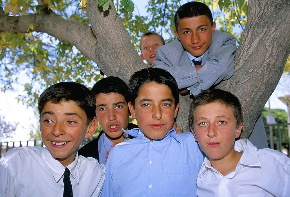 Group of boys, Kaymaku school, Kaymaku, Anatolia, Turkey, Asia Minor, Asia