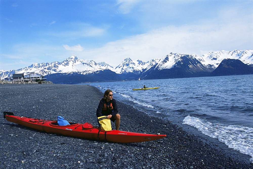 Kayaking, Resurrection Bay, gateway to Kenai Fjords, Chugach Mountain Range, Seward, Alaska, United States of America, North America