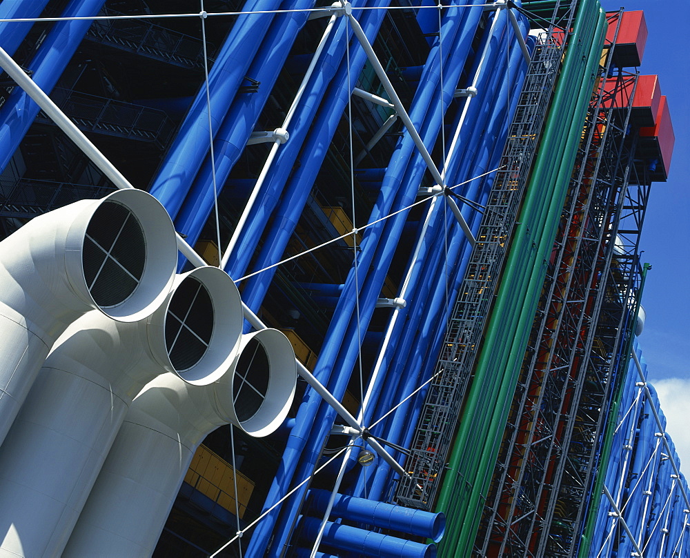 Exterior detail of the Pompidou Centre, Beaubourg, Paris, France, Europe