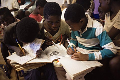 Children in school in Espungabera, Mamica province, Mozambique, Africa