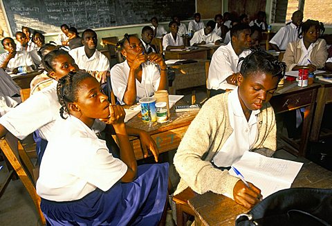 Students in classroom, secondary school, Ghana, West Africa, Africa