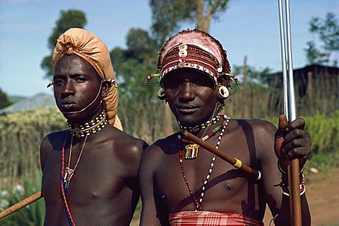 Samburu men in northern area, Kenya, East Africa, Africa