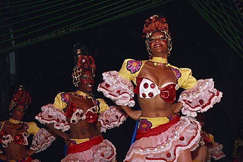 Portrait of women dancers in costume at the Tropicana Nightclub in Havana, Cuba, West Indies, Central America