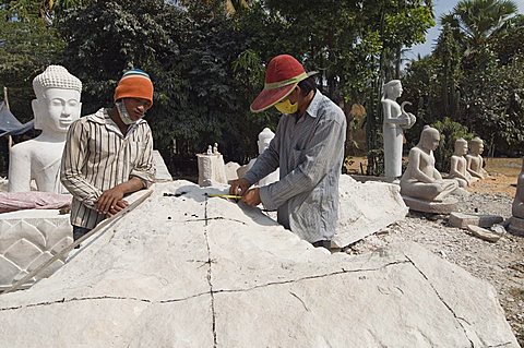 Stone masons, Cambodia, Indochina, Southeast Asia, Asia