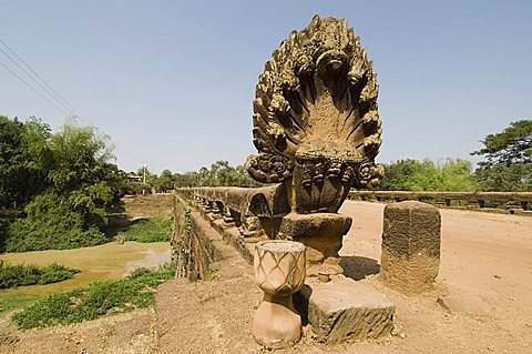 The 12th century bridge, near Siem Reap, Cambodia, Indochina, Southeast Asia, Asia