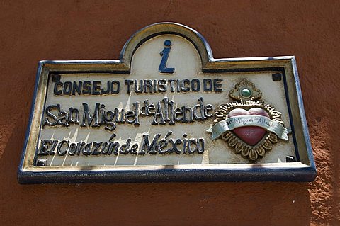 Tourist office sign, San Miguel, Guanajuato State, Mexico, North America