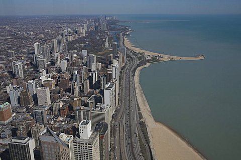 View from the Hancock Building, Chicago, Illinois, United States of America, North America