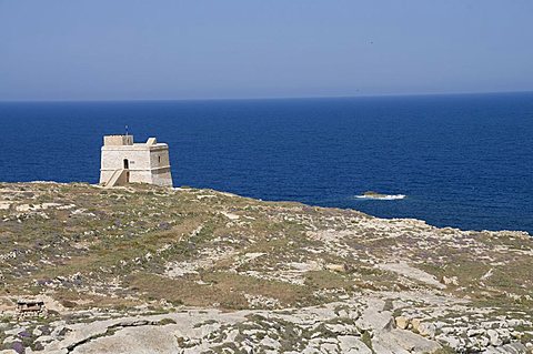 Qawra Tower near Dwejra Point, Gozo, Malta, Europe