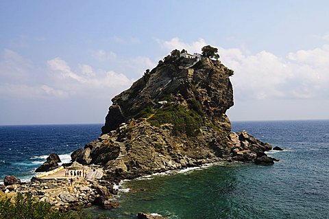 Church of Agios Ioannis, used in the film Mamma Mia for the wedding scene, Skopelos, Sporades Islands, Greek Islands, Greece, Europe