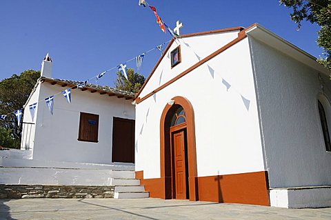 Church of Agios Ioannis, used in the film Mamma Mia for the wedding scene, Skopelos, Sporades Islands, Greek Islands, Greece, Europe