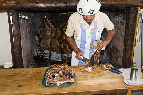 Barbequed lamb, Valdes Peninsula, Patagonia, Argentina, South America