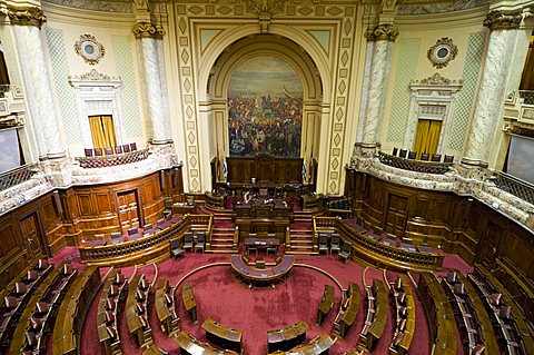 Legislative chamber, interior of Palacio Legislativo, the main building of government, Montevideo, Uruguay, South America