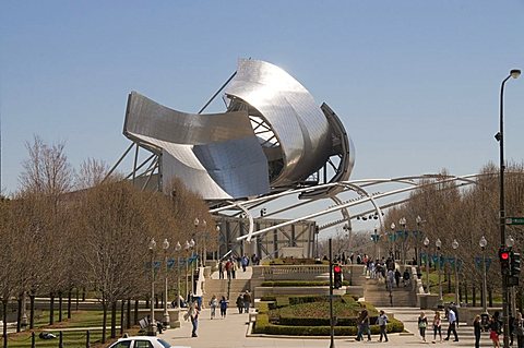 Jay Pritzker Pavilion designed by Frank Gehry, Millennium Park, Chicago, Illinois, United States of America, North America