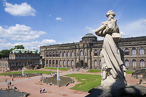 Gallery of Old Masters in background, Zwinger, Dresden, Saxony, Germany, Europe