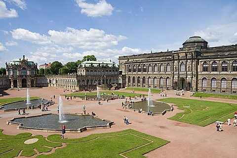 Gallery of Old Masters in background, Zwinger, Dresden, Saxony, Germany, Europe