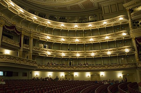 Interior of the Semper Opera House, Dresden, Saxony, Germany, Europe