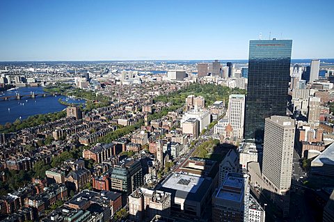 Aerial view of Boston from the Prudential Sky Walk, Boston, Massachusetts, New England, United States of America, North America