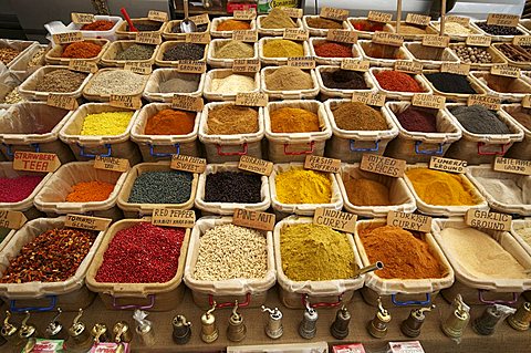 Spice stall in the market in Kalkan, Anatolia, Turkey, Asia Minor, Eurasia