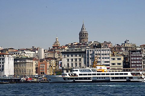 Galata Tower in background, The Bosporus, Istanbul, Turkey, Europe